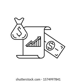 Concept of accounting, finance, saving and banking. Outline thin line flat illustration. Isolated on white background. 