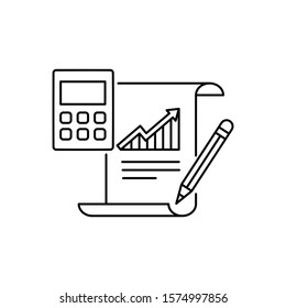 Concept of accounting, finance, saving and banking. Outline thin line flat illustration. Isolated on white background. 