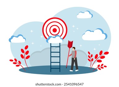 The concept of achieving goals and targeted advertising. Playing darts.