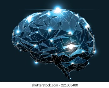 Concept of an Active Human Brain on a Dark Background