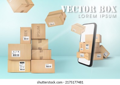 The concept of advertising an online store, postal parcels. Vector illustration.