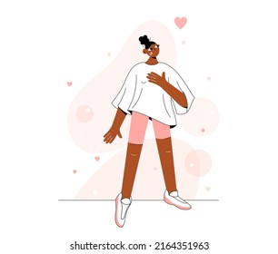 Concepto con carácter afroamericano sincero. Ilustración plana vectorial.
