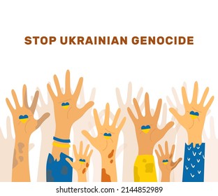 Concept against genocide in Ukraine. Cartoon style. Vector illustration. Isolated.