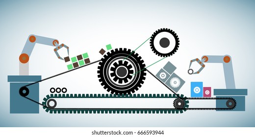 Concept of Agile software development methodology, represents through cogwheels connected with cog belt