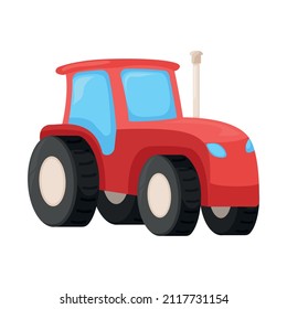 Concept agriculture tractor harvest crop grain icon, modern farm agrimotor technique cartoon vector illustration, isolated on white. Professional heavy equipment machinery.