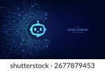 Concept of AI chatbot service. chatbot logo on futuristic circuit motherboard background. Artificial intelligence and intelligent assistant robot. Business and customer service. Vector illustration.