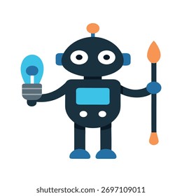 concept of ai merging with creativity robot hold