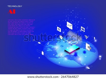 The concept of AI technology work together with human technology to help analized information through maximum efficiency,Vector illustration fantastic style,AI technology concept