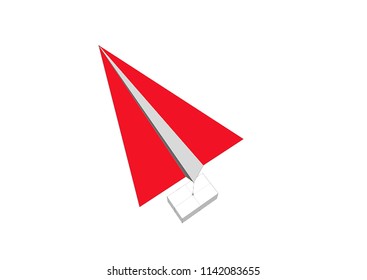 Concept of air mail transportation represent of Freight transport which is the physical process of transporting commodities and merchandise goods and cargo by red and white paper plane hook with box.