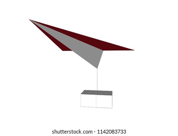 Concept of air mail transportation represent of Freight transport which is the physical process of transporting commodities and merchandise goods and cargo by red and white paper plane hook with box.