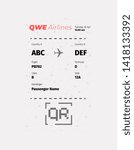 Concept air ticket. Ticket template. It can be used for an application or web site. Tear-off control. Airplane Ticket. Vector