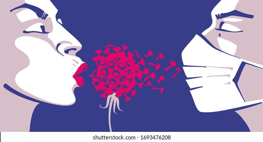 Concept of airborne infection. Virus in the form of a flower. Covid-19