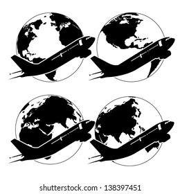 Concept of Airplane, Air Craft Shipping Around the World for Transportation Concept, Vector Illustration EPS 10.