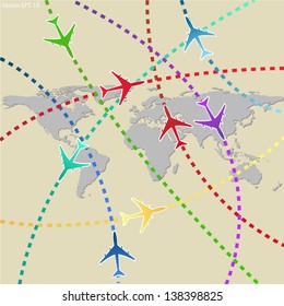 Concept of Airplane, Air Craft Shipping Around the World for Transportation Concept, Vector Illustration EPS 10.