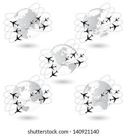 Concept of Airplane, Air Craft Shipping Around the World for Transportation Concept, Vector Illustration EPS 10.