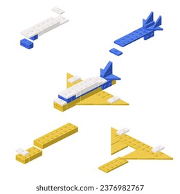 Konzept mit einem Flugzeug im isometrischen Stil für Druck und Design.Vektorgrafik.