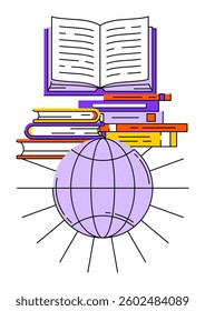 Concept all books of world. Image for education and school.