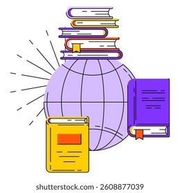 Concept all books of world. Image for education and school.