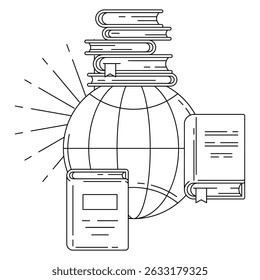 Concept all books of world. Image for education and school.