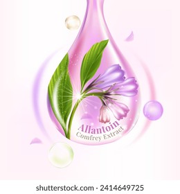 concept of Allantoin Comfrey Extract  Serum for Skin Care Cosmetic poster, banner design