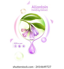 concept of Allantoin Comfrey Extract  Serum for Skin Care Cosmetic poster, banner design