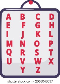 Konzept-Alphabet-Leuchtkasten mit lateinischem Skript, Lernen englische Schriftsprache Schriftsprache flache Vektorgrafik, einzeln auf weiß.