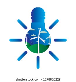 The concept of alternative energy, environmentally friendly energy, green energy, a lamp that works from borehole power plants, eco