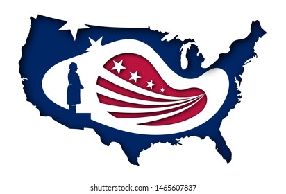 Concept of American background in paper art style