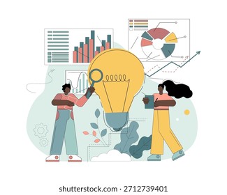 Concept for analysis of business ideas, business services, template for a website, teamwork.