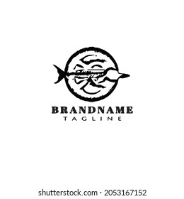 concept animal fish cartoon logo template icon design black modern isolated vector illustration