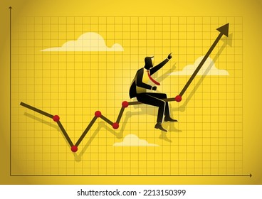 Concept of anti crisis with businessman that tames statistics diagram