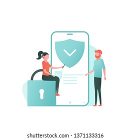 Concept Of Antivirus, Fraud Investigation, Internet Phishing Attack, Protection, Personal Privacy Data, Hacking And Stealing Email And Money With Tiny People. Vector Illustration In Flat Design
