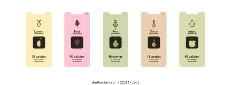 The concept of the application of calorie content of fruits and vegetables.