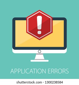 Concept Of Application Error. Attention Message Bubble. Red Alert Warning Of Spam Data, Insecure Connection, Scam, Virus. Vector Illustration