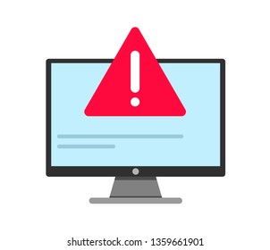 Concept of application error. Attention message bubble in computer. Vector illustration on white background