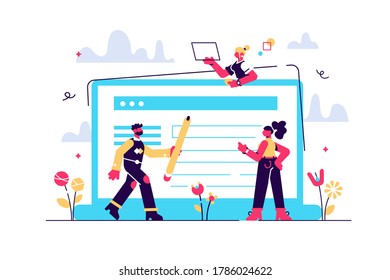 Concept application form for employment. people select a resume for a job for web page, presentation, social media, documents. Vector illustration employee writes a summary people fill out a form