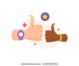 concept of appreciation, praise, satisfaction. giving thumbs up. hand gesture to give congratulations or approval. illustration of two hands with thumbs up gesture. flat style design. element
