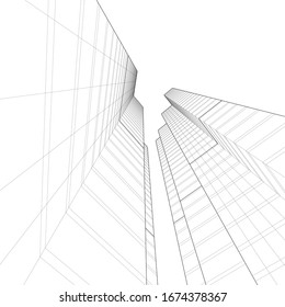 Concepto edificios de arquitectura, ilustración 3d
