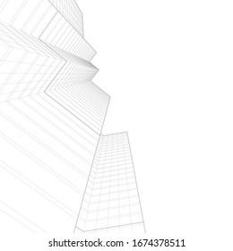 Concept architecture buildings, 3d illustration