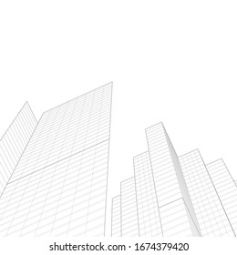 Concept architecture buildings, 3d illustration