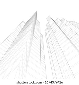 Concept architecture buildings, 3d illustration