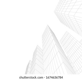 Concept architecture buildings, 3d illustration
