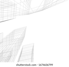 Concepto edificios de arquitectura, ilustración 3d