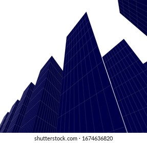 Concept architecture buildings, 3d illustration