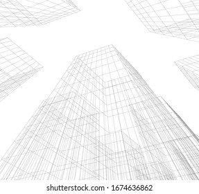 Concept architecture buildings, 3d illustration