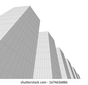 Concept architecture buildings, 3d illustration