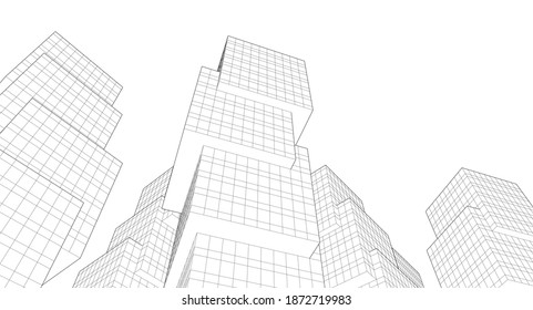 Concept architecture buildings 3d illustration