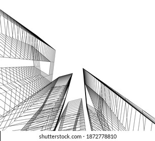 Concept architecture buildings 3d illustration