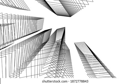 Concept architecture buildings 3d illustration