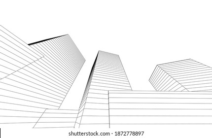 Concept architecture buildings 3d illustration